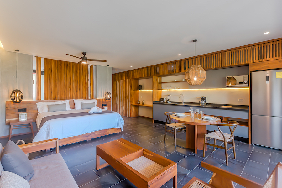 g miraluna luxury condos for sale in tulum studio living area