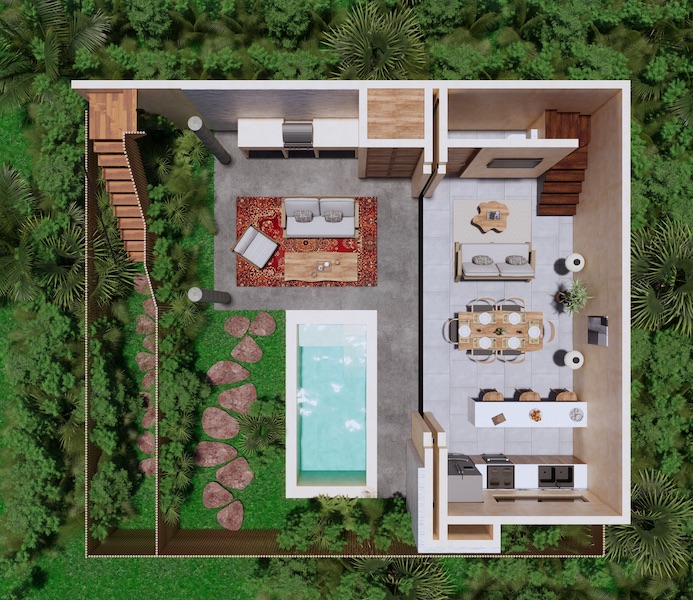 e houses for sale in tulum atman village ground floor layout
