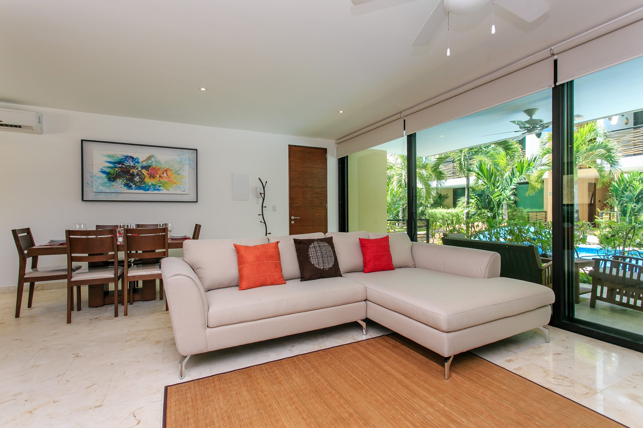 b departamento en venta en tulum encanto garden sala a comedor