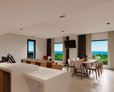 departamentos de playa en venta en playa del carmen hoxul cocina con barra y comedor