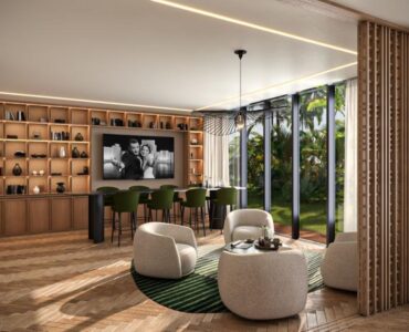 departamentos de lujo en venta en puerto cancun sls residences bar con sala lounge comun