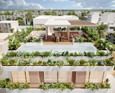 condos en venta en playa del carmen costera mamitas edificio vista aerea