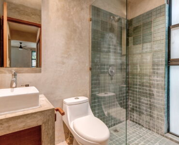one bedroom ground floor condo tulum real estate sukha112 la veleta shower baño