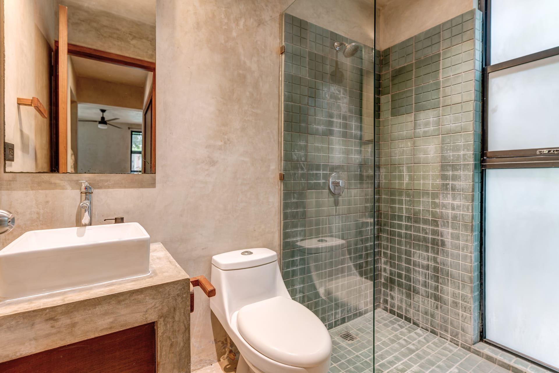 one bedroom ground floor condo tulum real estate sukha112 la veleta shower baño