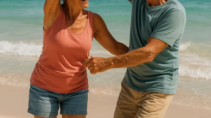 retirees dancing in the beach high