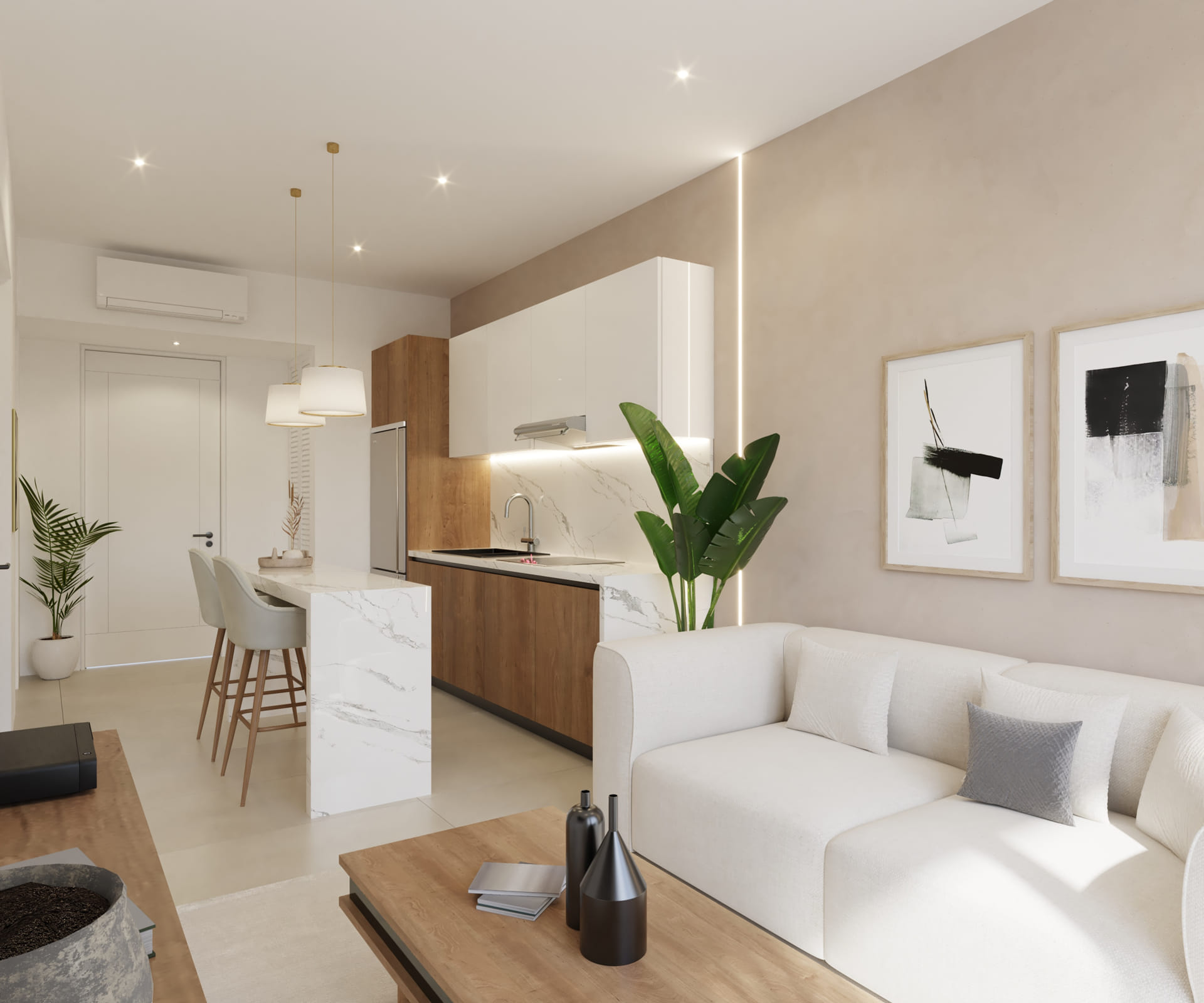 condos for sale in playa del carmen zen living and kitchen one bedroom