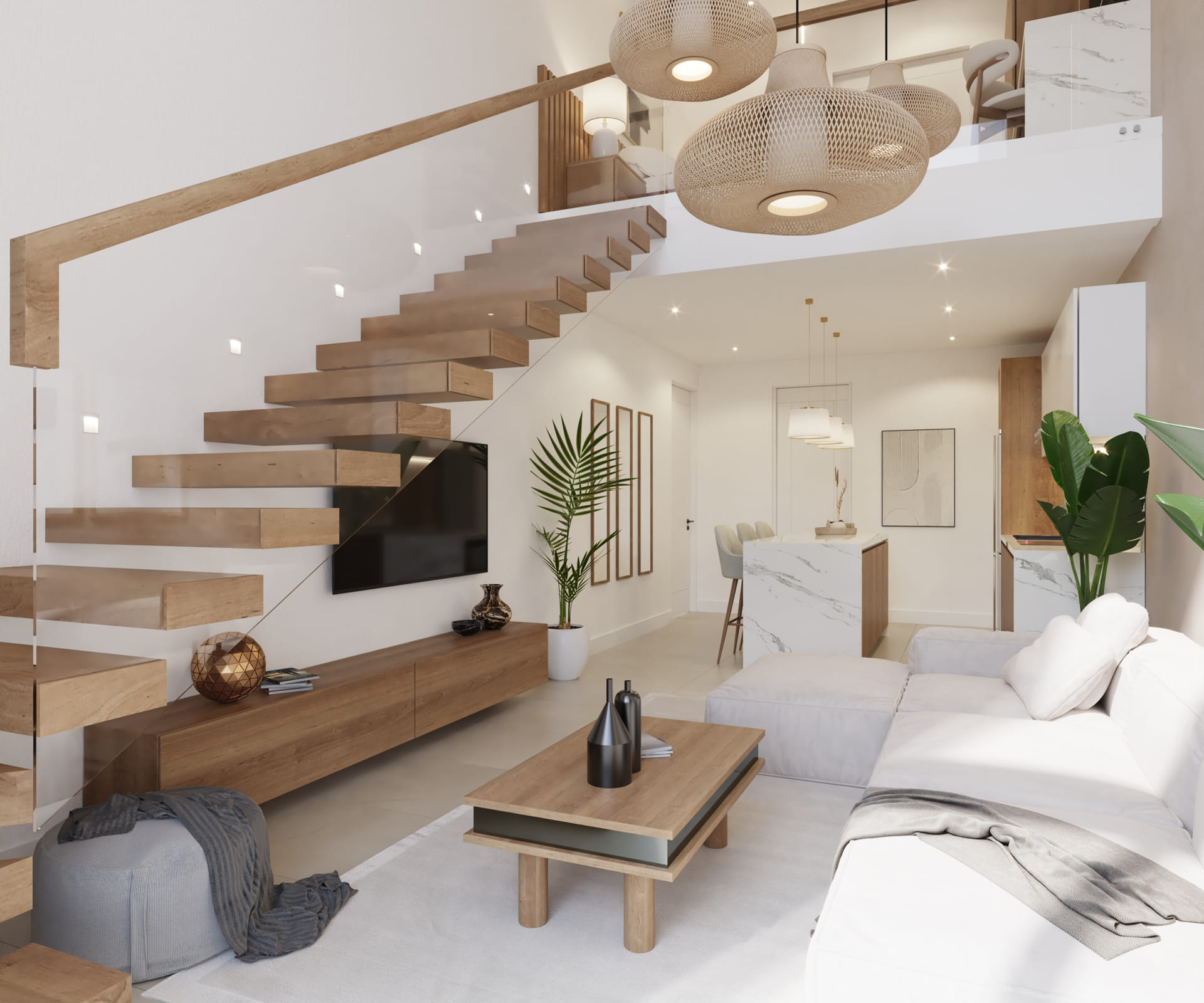 condos for sale in playa del carmen zen park living and kitchen