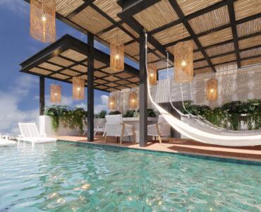 condos for sale in playa del carmen zen rooftop with hammocks