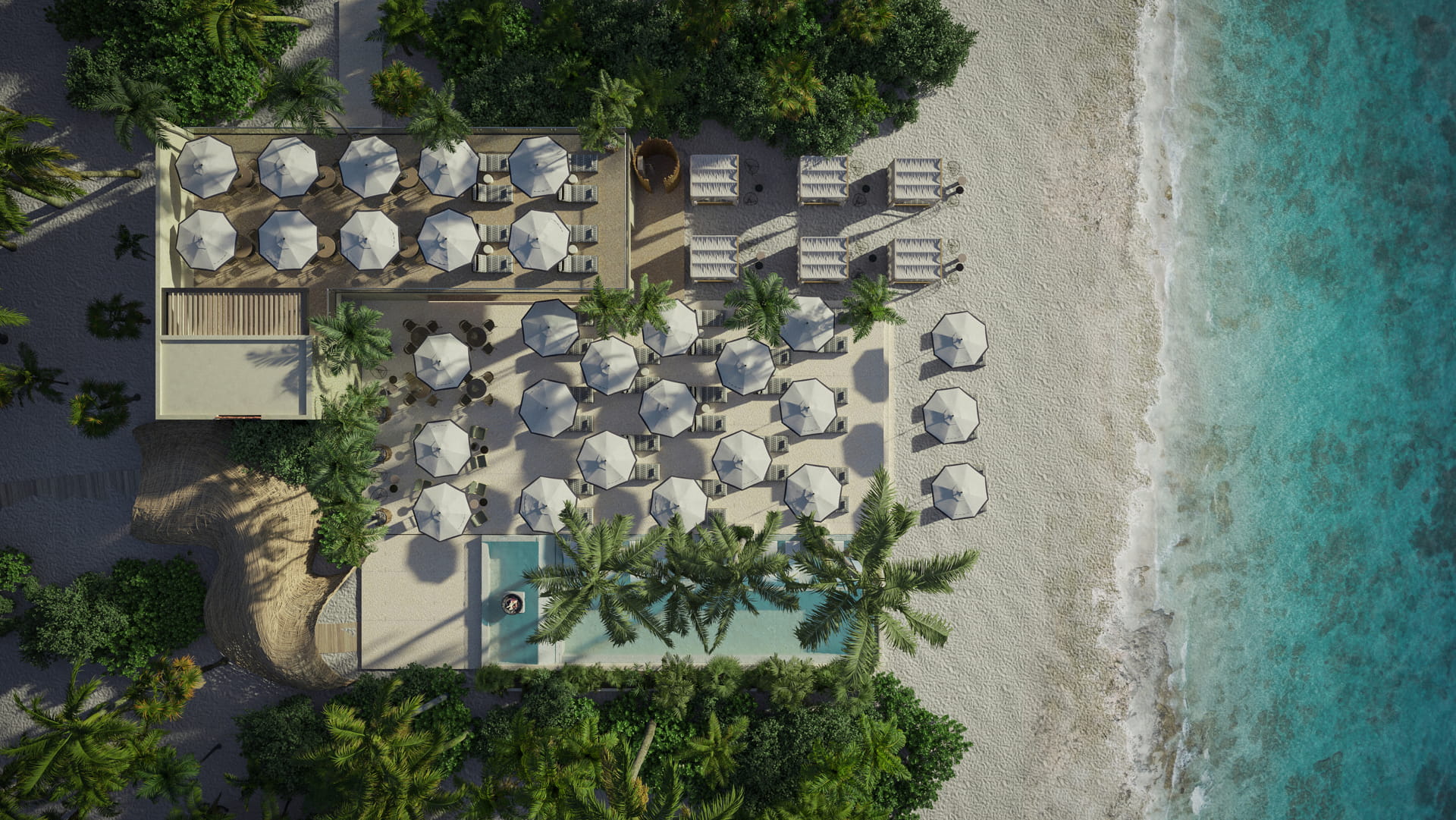 playa del carmen beachfront real estate distrito xcalacoco beach club aereal