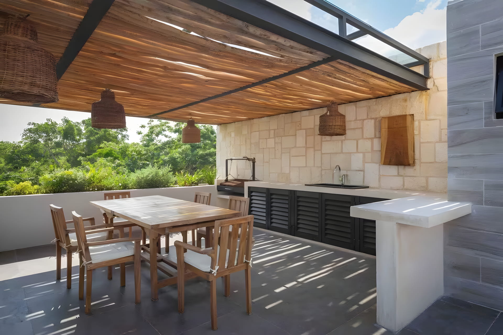 sundara two bedroom condo for sale in tulum grill area