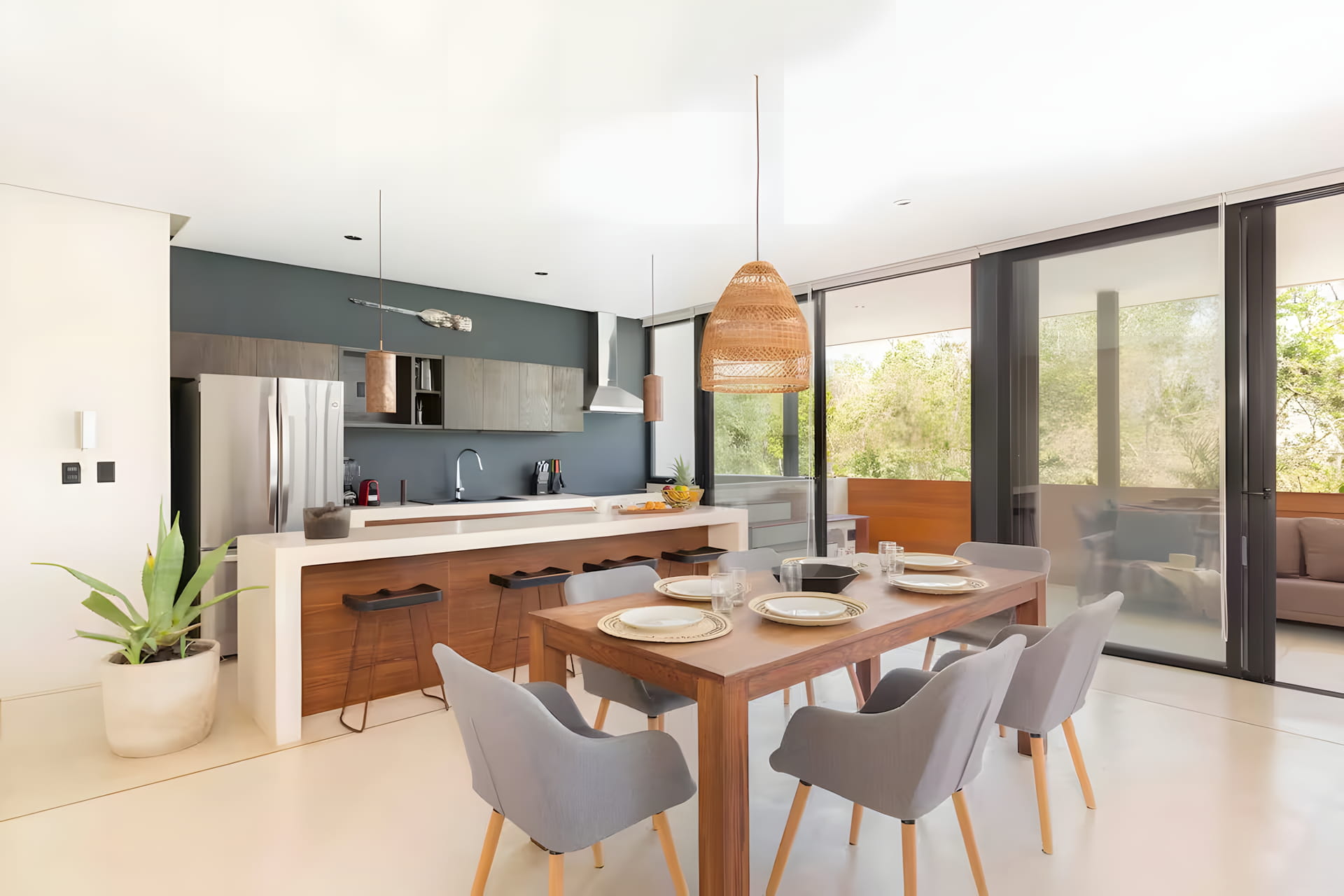 sundara two bedroom condo for sale in tulum kitchen with table