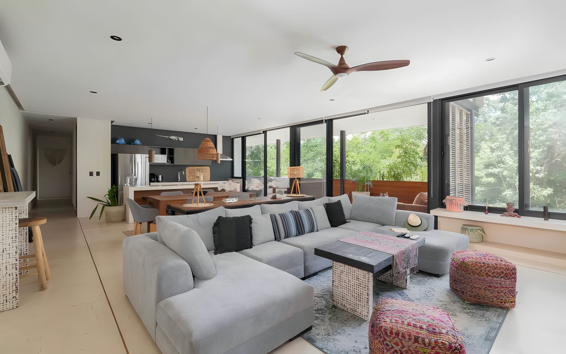 sundara two bedroom condo for sale in tulum living room and social area