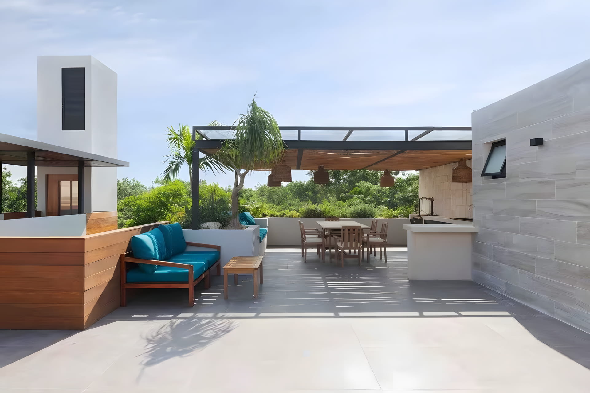 sundara two bedroom condo for sale in tulum rooftop with grill area