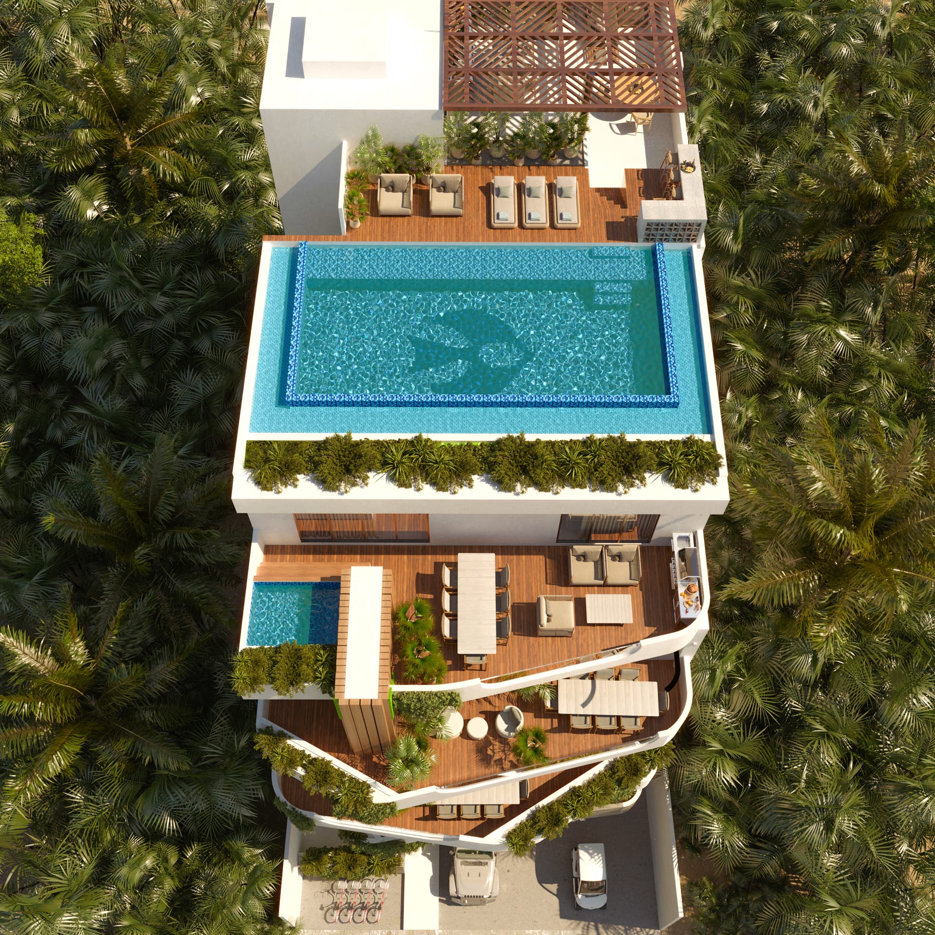 puerto morelos real estate soulam condo building swimming pool
