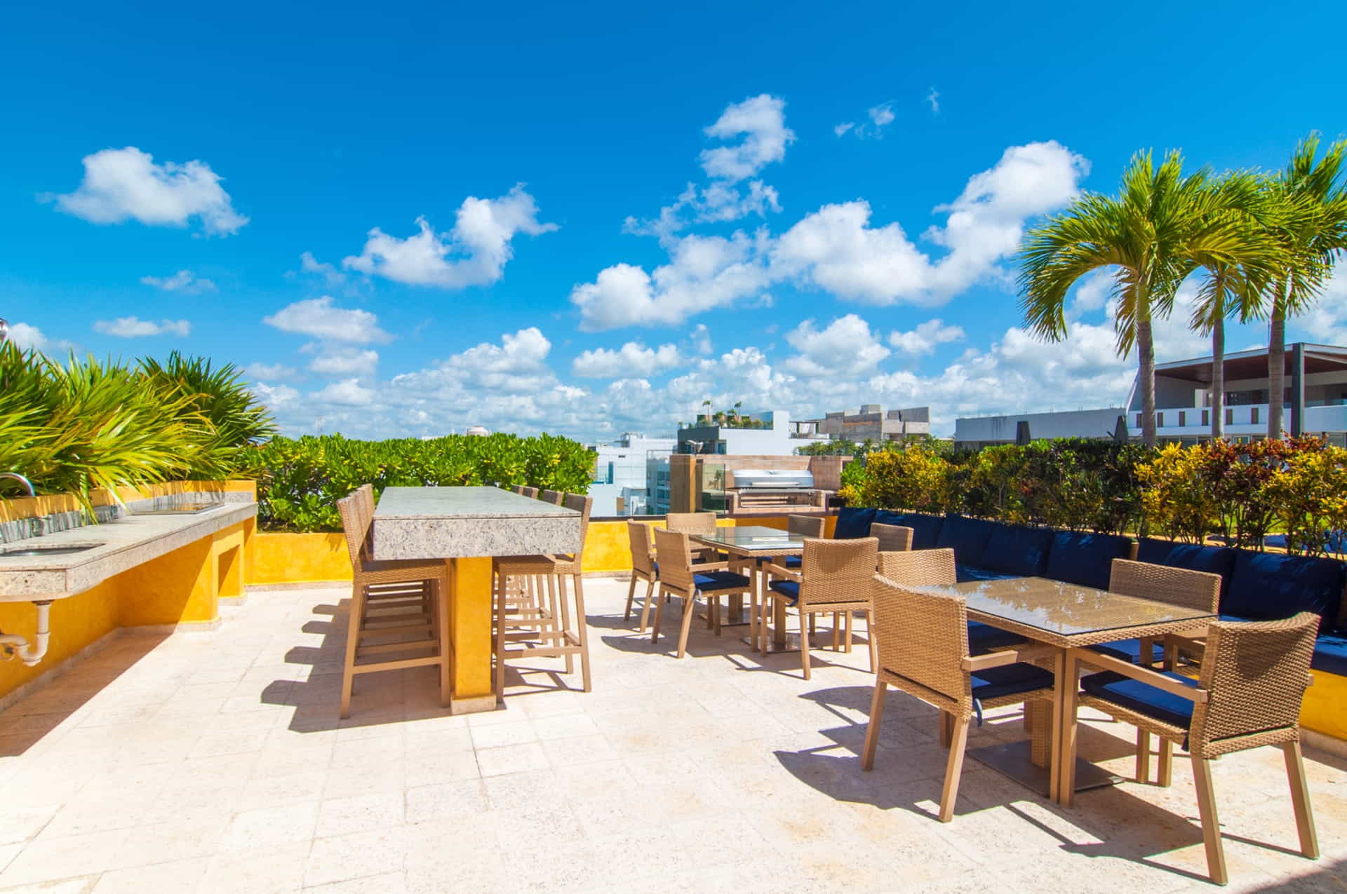 two bedroom ground floor condo in playa del carmen lunada grill area