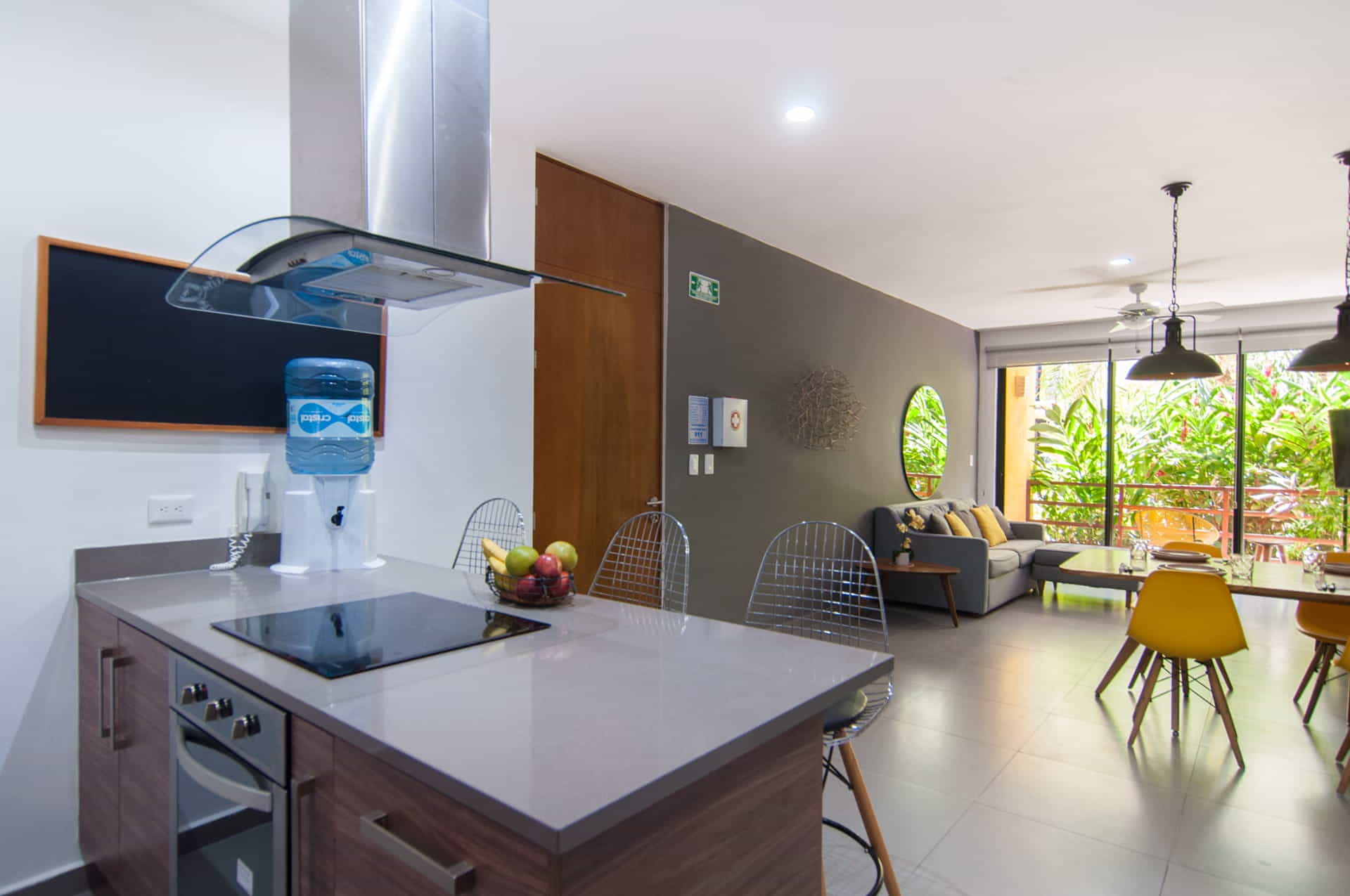 two bedroom ground floor condo in playa del carmen lunada kitchen with bar