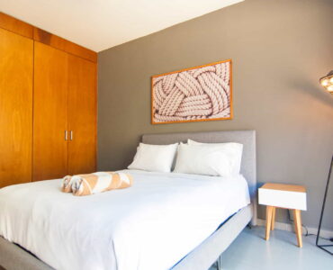 two bedroom ground floor condo in playa del carmen lunada master bedroom with closet