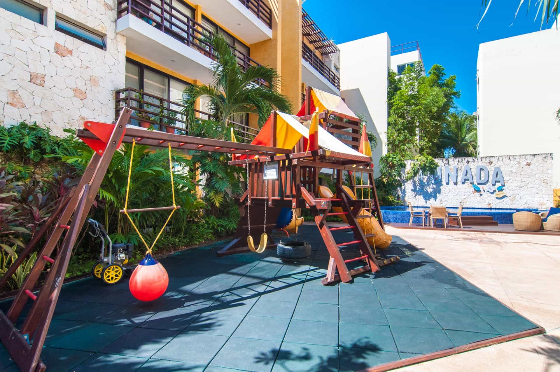 two bedroom ground floor condo in playa del carmen lunada playground
