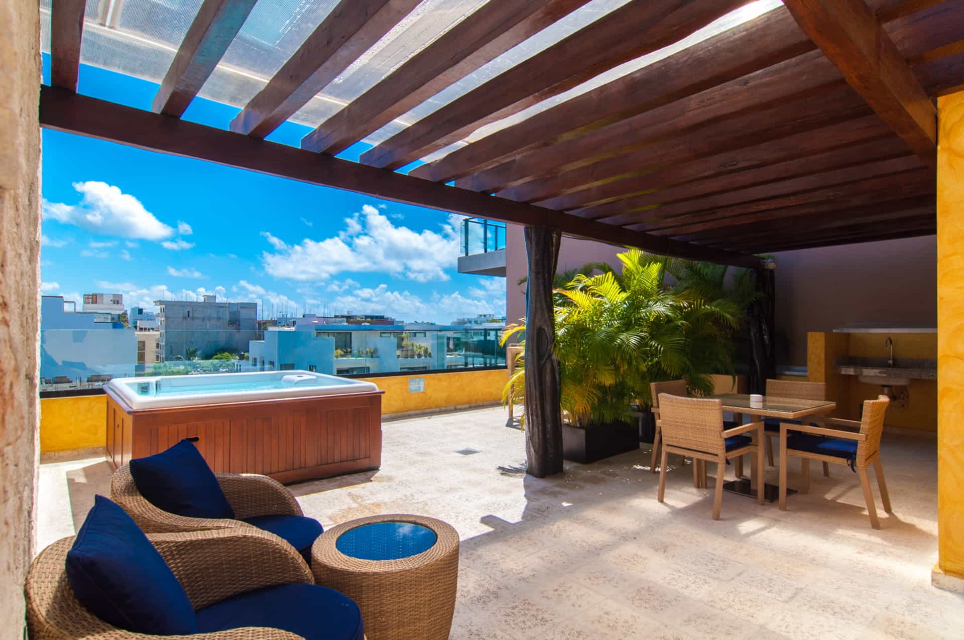 two bedroom ground floor condo in playa del carmen lunada rooftop jacuzzi