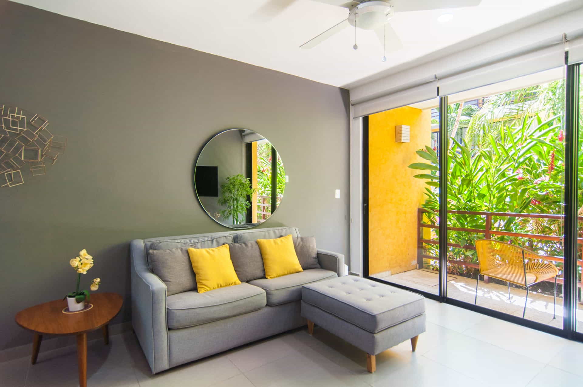 two bedroom ground floor condo in playa del carmen lunada sofa with terrace
