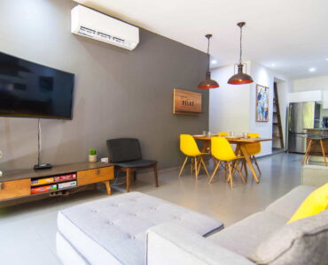 two bedroom ground floor condo in playa del carmen lunada tv room