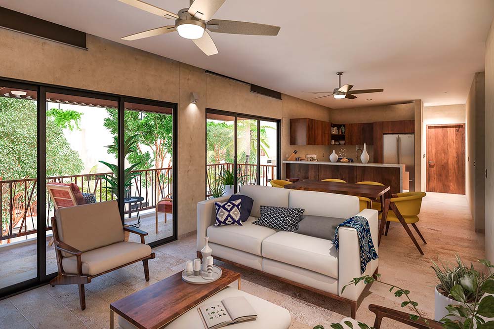 costa caribe livingroom and kitchen
