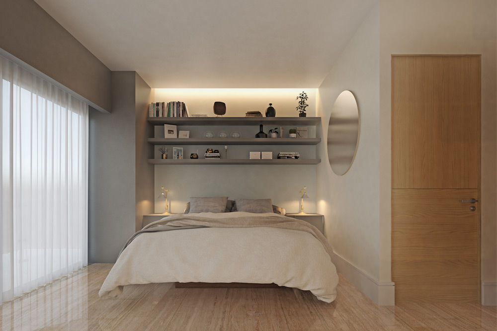 master bedroom in singular dreams at coco beach moskito