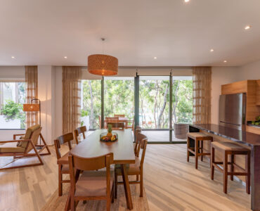 sustainable tulum condos dining area and kitchen bar