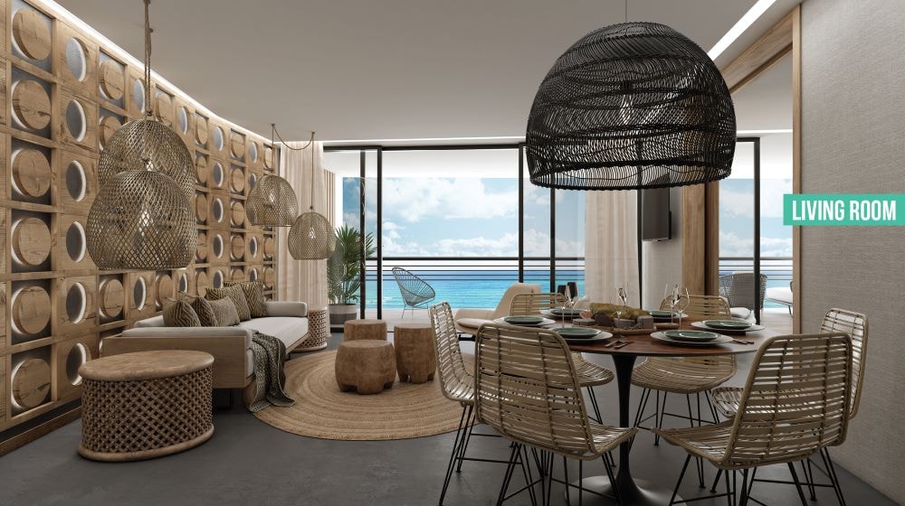 b condos in puerto morelos the fives living room min