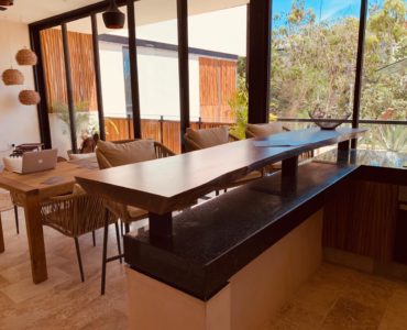 e tuluna condos for sale in tulum kitchen to living
