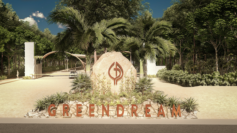 a green dream lots for sale in tulum entrance
