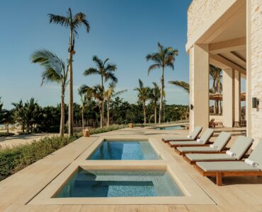luxury playa del carmen real estate beachfront pool and loungers