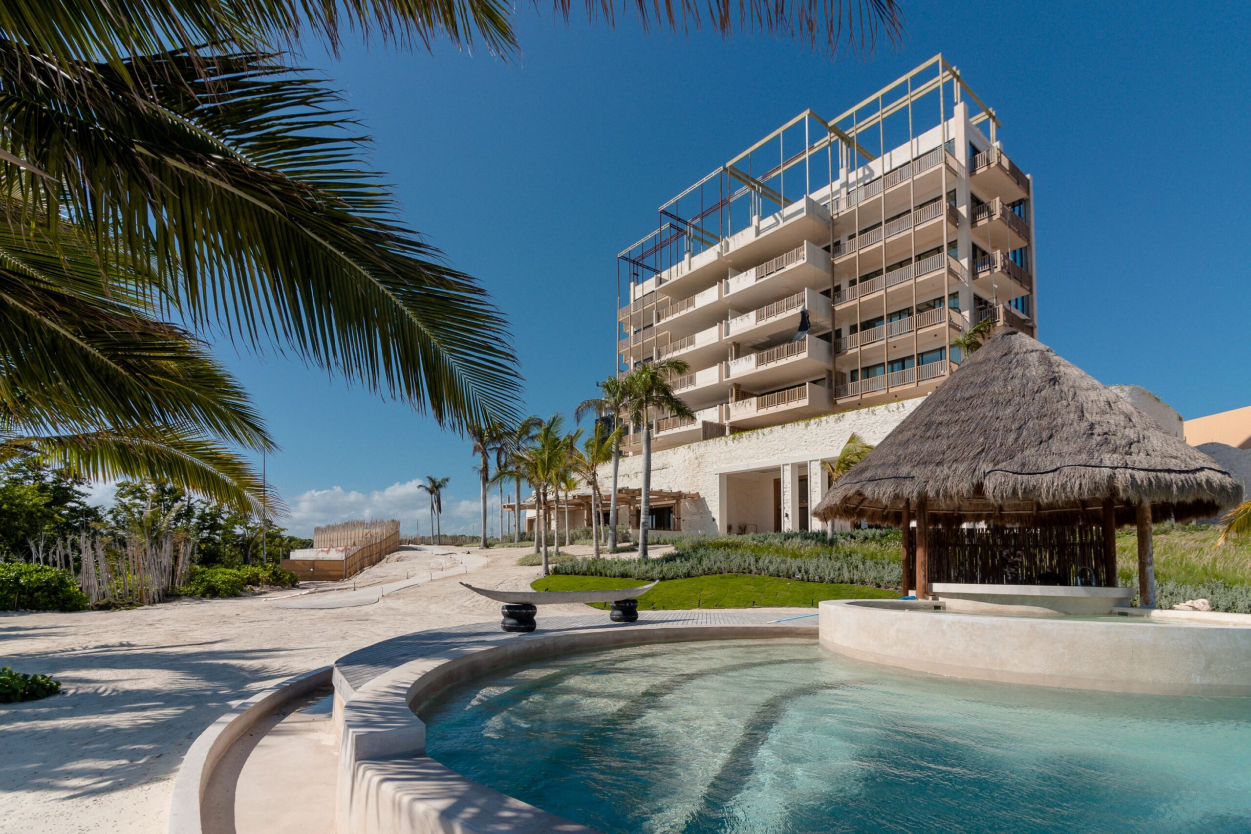 luxury playa del carmen real estate beachfront pool to building