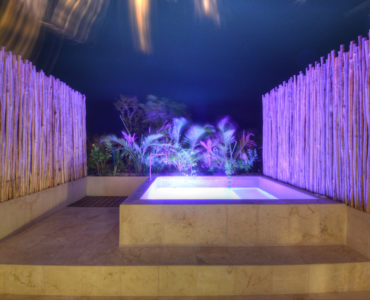 q artia penthouse for sale in tulum splash pool night