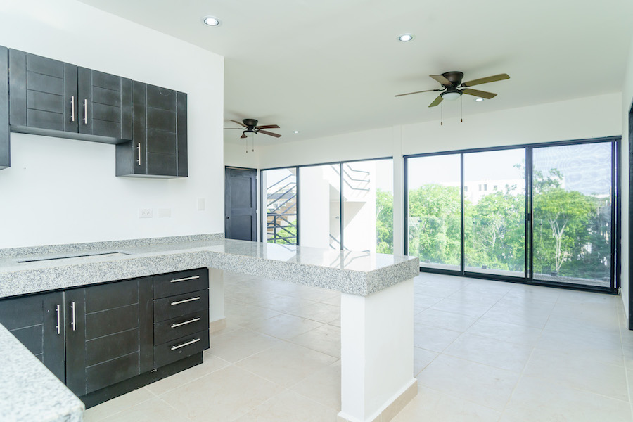 d ananas condo for sale in tulum kitchen living space
