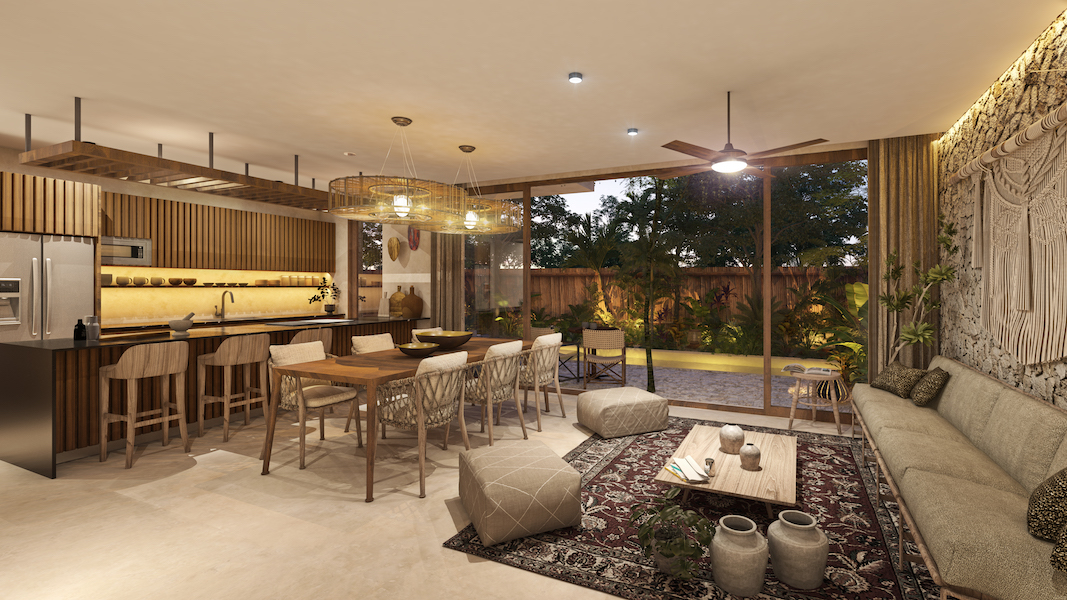 b condos in tulum mestiza living space
