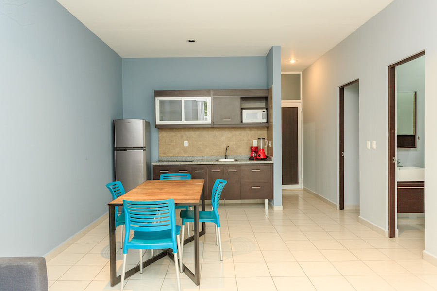 two bedroom condo in playa del carmen riviera towers dining to kitchen