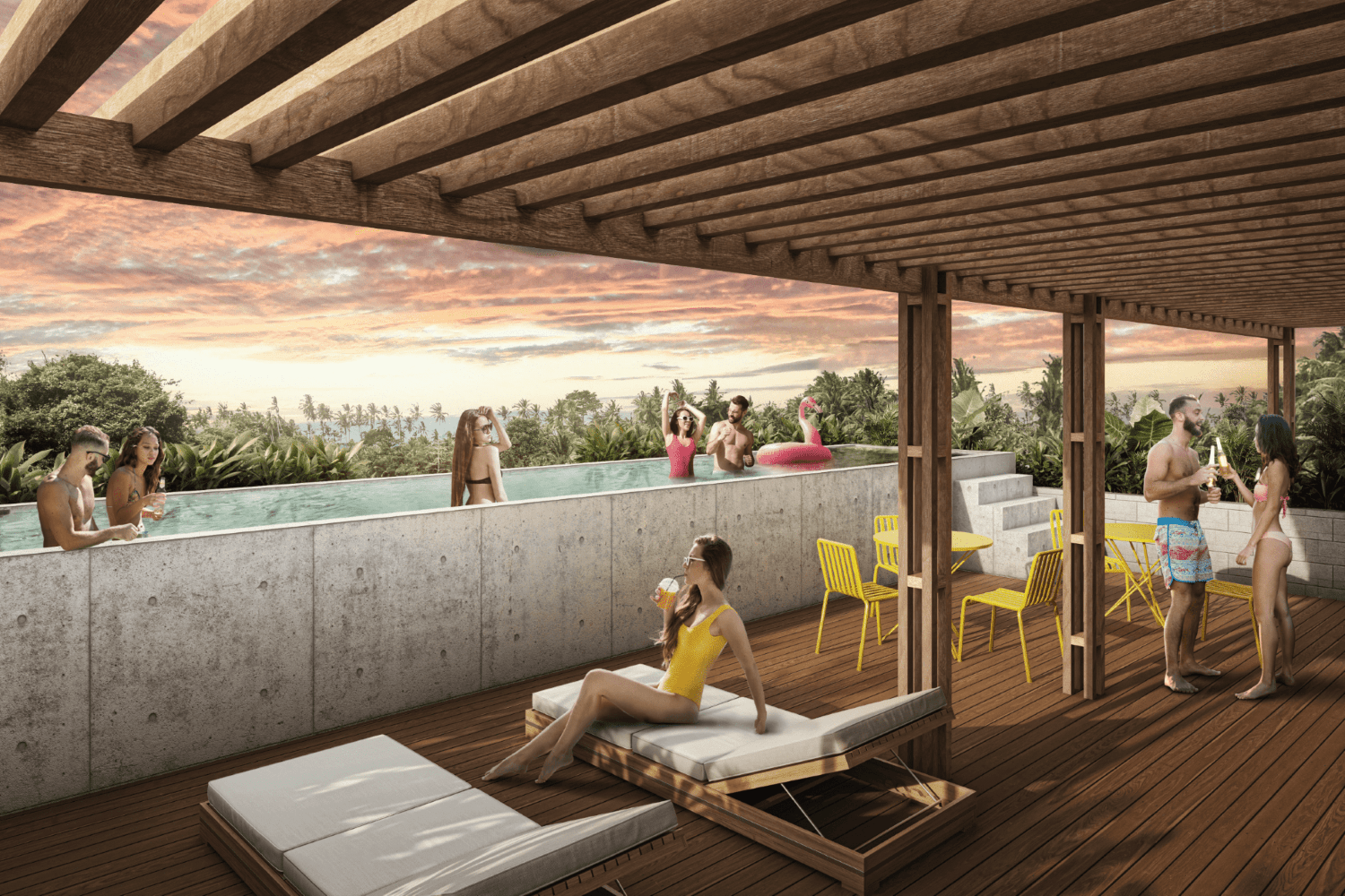 eek taanah studios for sale in tulum roof top pergola