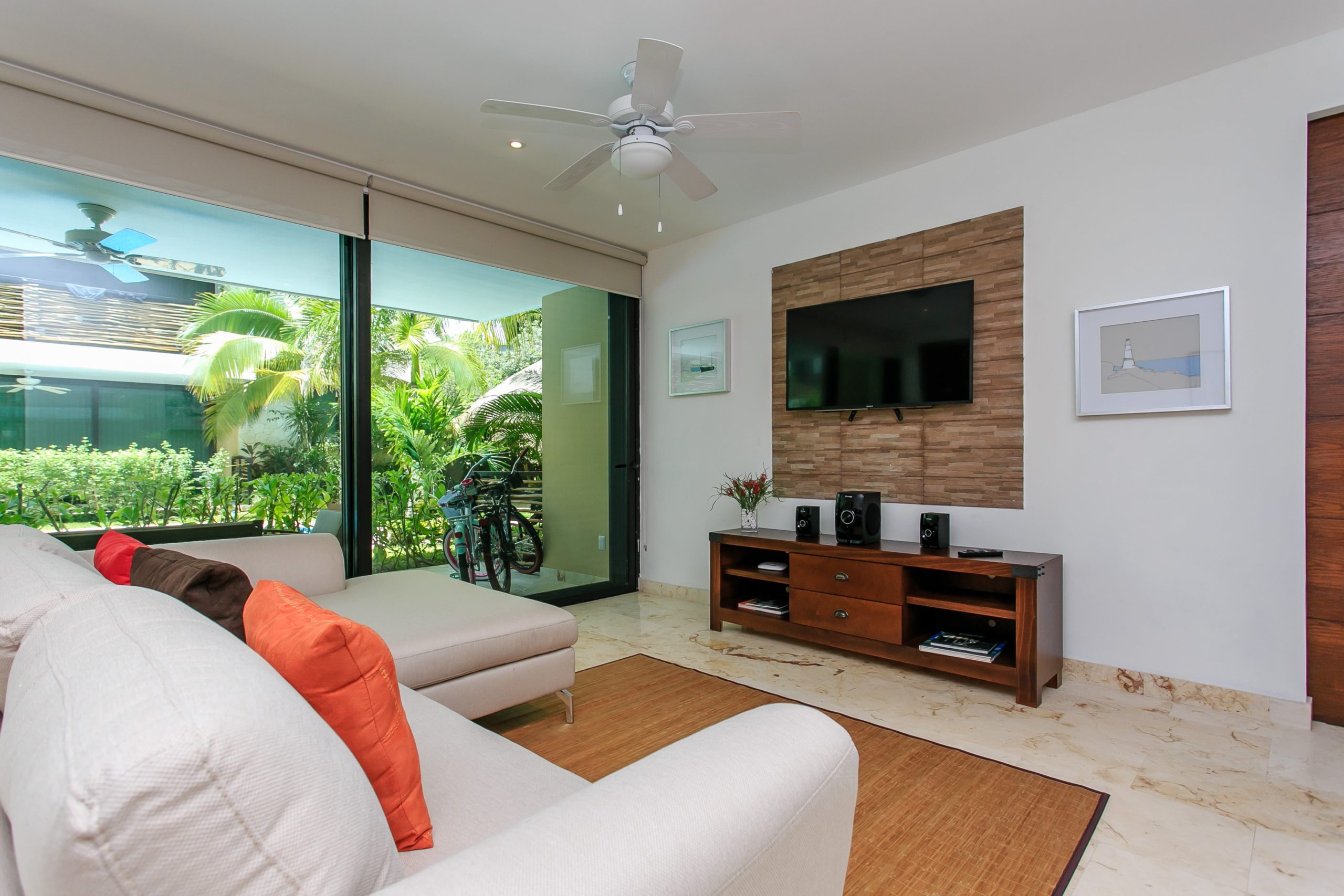 c apartments for sale in tulum encanto garden unit living area to terrace