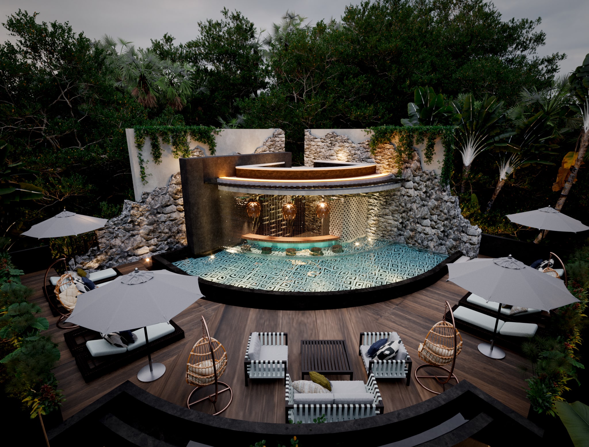 b tulum real estate pool aerial view