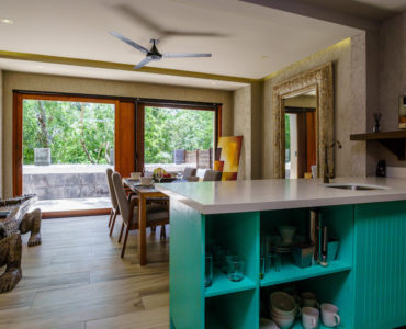 luxury real estate in aldea zama tulum art house kitchen to dining