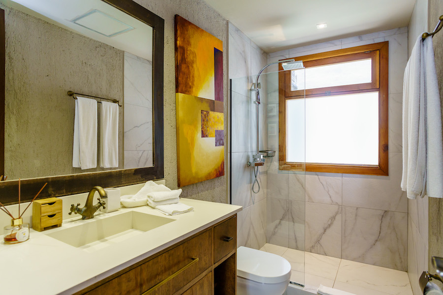 luxury real estate in aldea zama tulum art house master bath