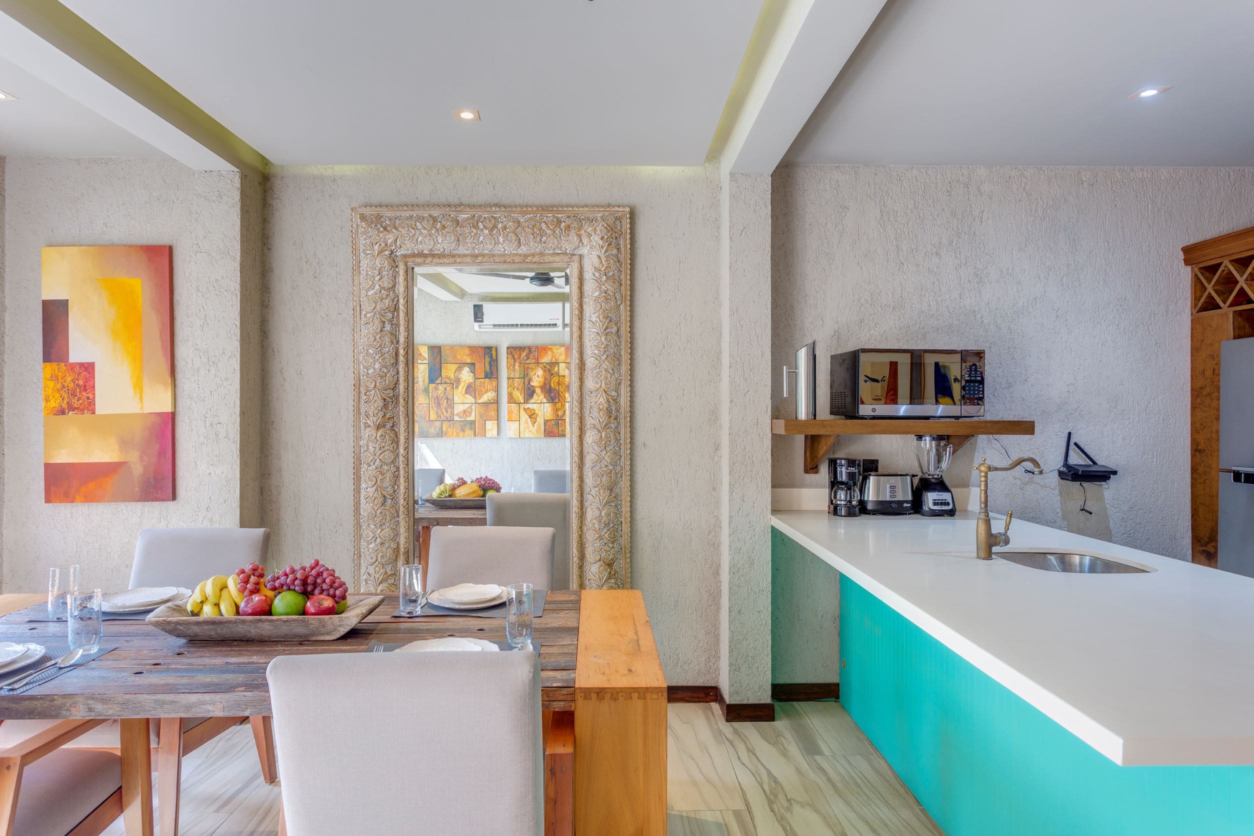 tulum real estate condos arthouse gf kitchen and dining area