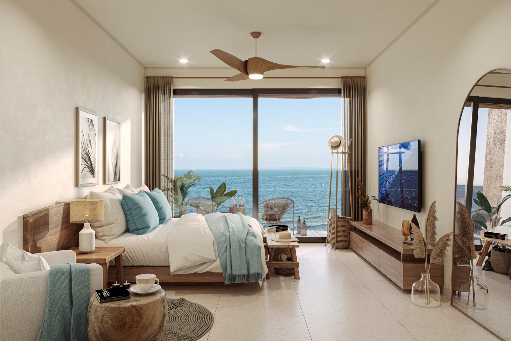 c luxury beachfront condos in tulum 041 guest bedroom sunrise