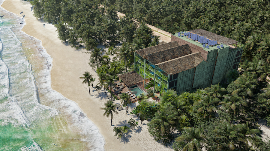b beachfront 3 bedroom condo for sale in tulum aerial