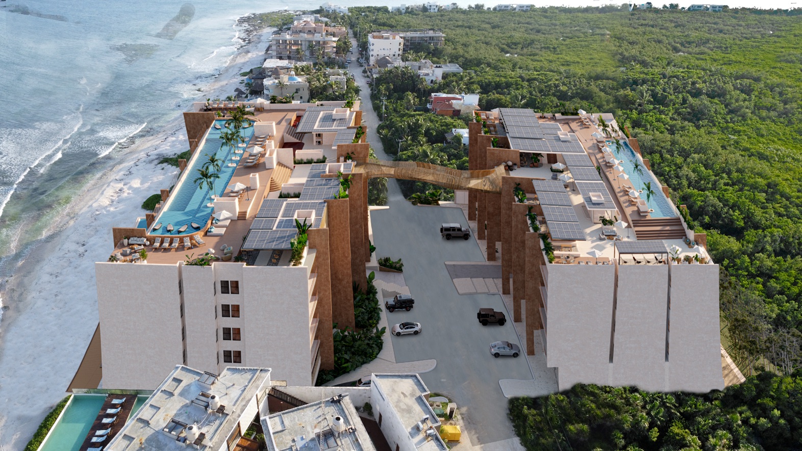 e luxury 4 bedroom condo with ocean view in tulum 041a aerial