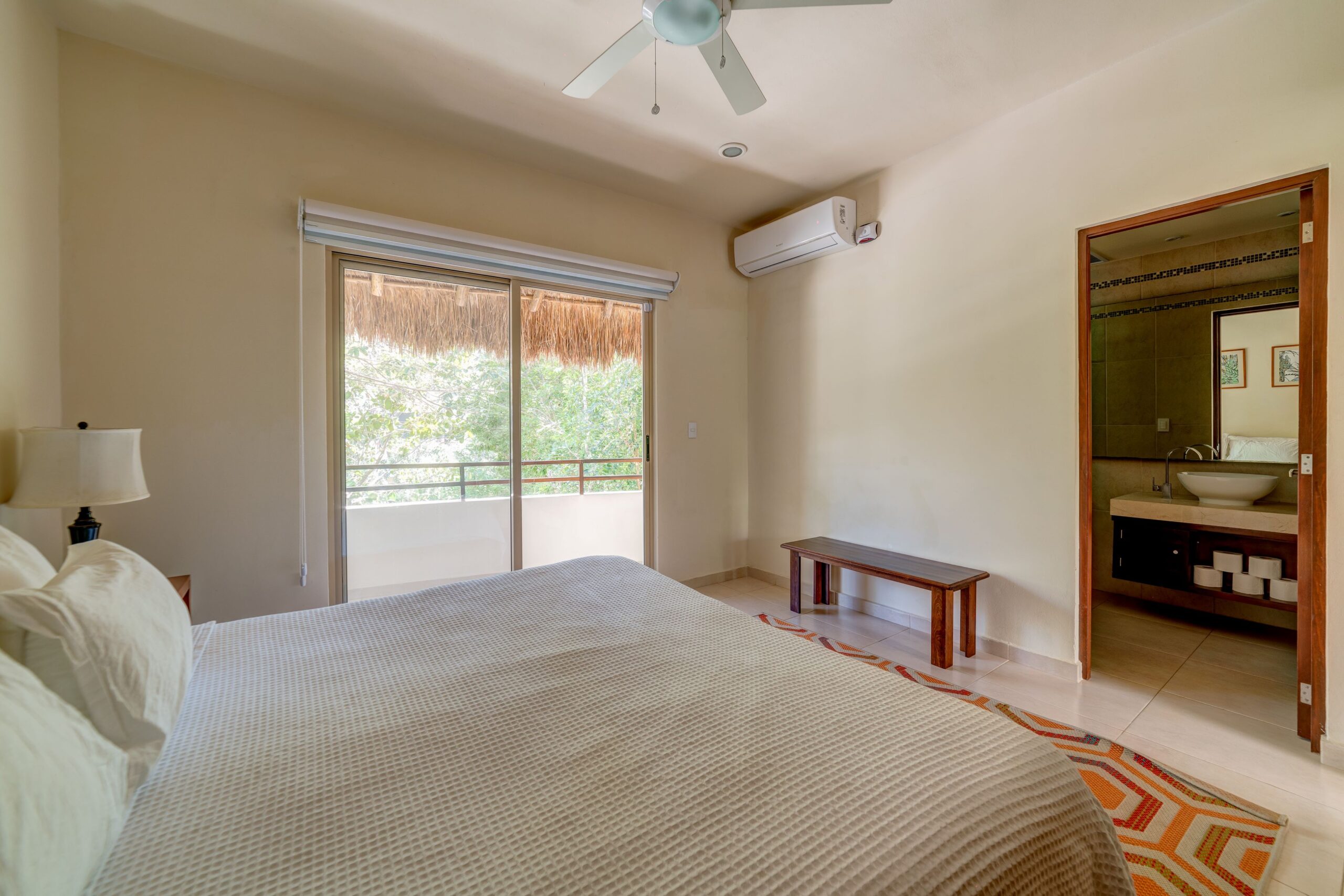 g apartments for sale in tulum puerta zama natura master bedroom with private bathroom
