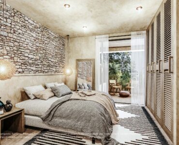 q real estate in tulum aldea zama interiors bedroom