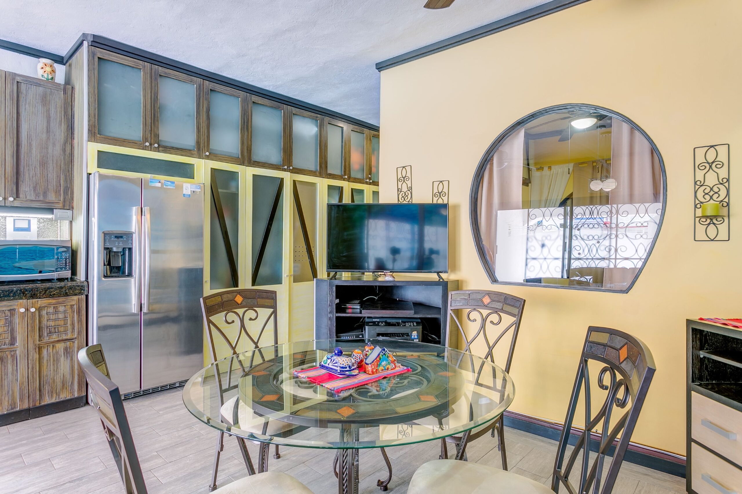 e apartment for sale in playa del carmen hacienda san josé dining area and kitchen