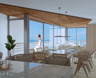 playa del carmen oceanfront apartments dining and living area